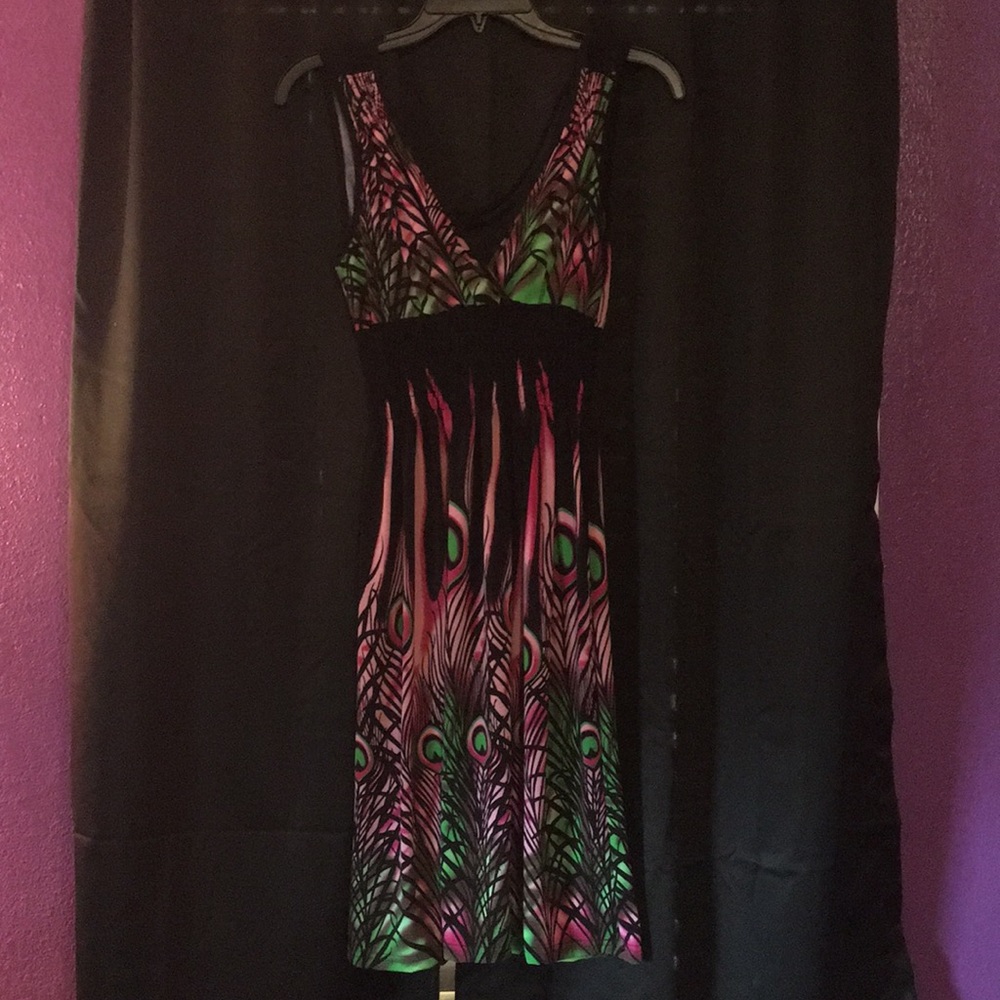 Womans peacock feather dress